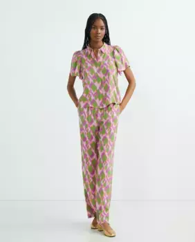 Женские брюки с принтом Vila, цвет Fucsia