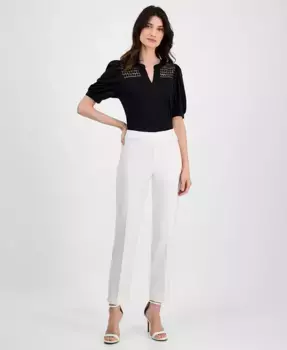 Женские брюки с прямой посадкой и манжетами на щиколотке Anne Klein, белый