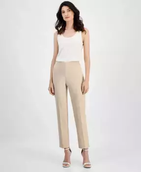 Женские брюки с прямой посадкой и манжетами на щиколотке Anne Klein, коричневый/бежевый