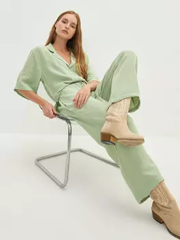 Женские брюки с прямыми карманами и эластичной резинкой на талии LCW Casual