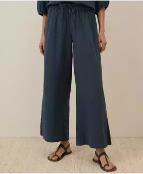 Женские брюки с разрезом по низу из двойного муслина Coastal Organic Cotton Pact, синий