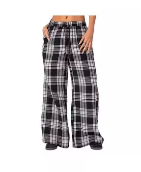 Женские брюки с широкими штанинами в клетку Edikted, черный