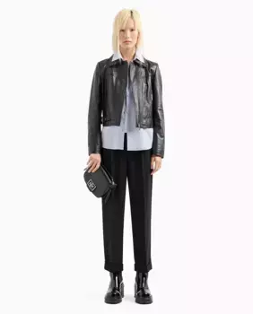 Женские брюки с широкой талией и прямыми штанинами Armani Exchange, черный
