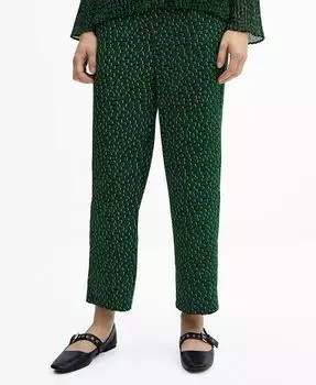 Женские брюки с струящимся принтом MANGO, зеленый