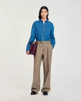 Женские брюки с узором «гусиные лапки» Sandro, коричневый