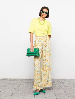 Женские брюки с узором на эластичной талии LCW Casual