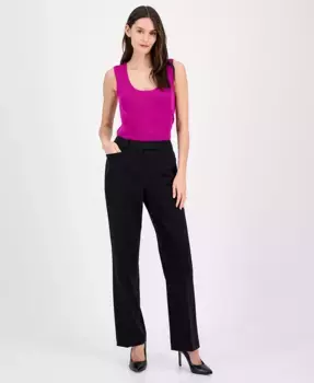 Женские брюки с высокой посадкой и прямыми штанинами Tahari ASL, черный