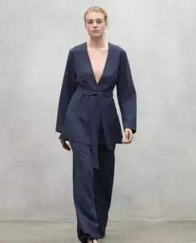 Женские брюки с высокой талией и широким кроем Ecoalf, темно-синий