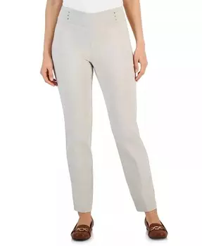 Женские брюки с заклепками, стандартной и короткой длины JM Collection, бежевый