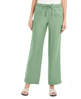 Женские брюки с завязками на талии из 100% льна Charter Club, зеленый