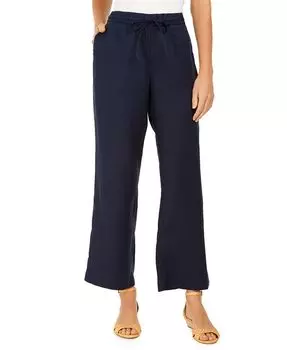 Женские брюки с завязками на талии из 100% льна Charter Club, цвет Intrepid Blue