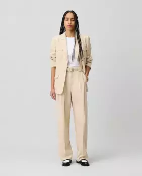 Женские брюки с завышенной талией и складками Claudie Pierlot, бежевый