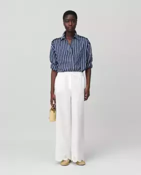 Женские брюки широкого кроя с эластичной талией и фестончатым подолом Claudie Pierlot, белый