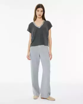 Женские брюки широкого кроя со складками и эластичным поясом System Action, серый
