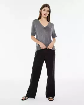 Женские брюки широкого кроя со складками и эластичным поясом System Action, черный