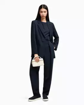 Женские брюки-сигареты с высокой талией Armani Exchange, тёмно-синий