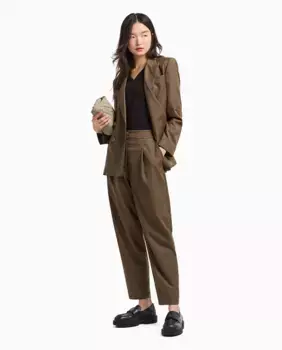 Женские брюки-сигареты со складками Armani Exchange, цвет Kaki