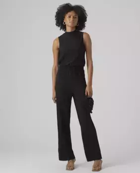 Женские брюки со складками и эластичной резинкой на талии Vero Moda, черный