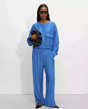 Женские брюки со складками и однотонным эластичным поясом Parfois, синий