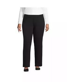 Женские брюки Starfish Plus Size со средней посадкой, прямые, с эластичной резинкой на талии Lands' End, черный