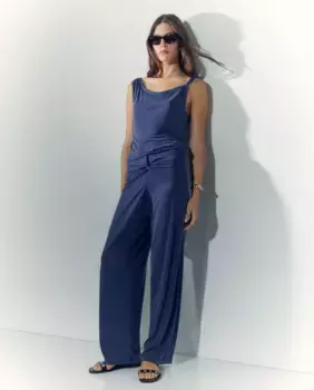 Женские брюки свободного кроя с завязками Tintoretto, темно-синий