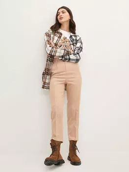 Женские брюки удобной посадки с прямыми карманами и деталями LCW Casual