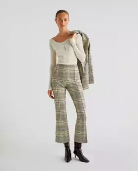 Женские брюки в клетку с застежкой-молнией сбоку Scalpers, зеленый