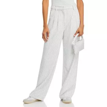 Женские брюки в полоску с карманами, широкие French Connection, цвет summer white/marine