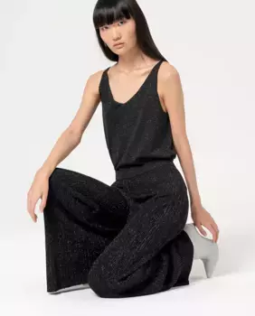 Женские брюки в рубчик с гладкой металлизированной нитью Surkana, черный