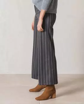 Женские брюки в тонкую полоску с завышенной талией Indi & Cold, темно-синий