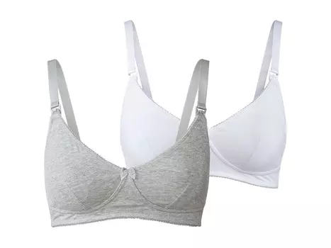Женские бюстгальтеры для кормления esmara, 2 шт., с высоким содержанием органического хлопка, серый/белый