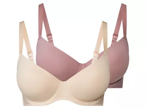 Женские бюстгальтеры esmara на косточках, 2 шт., формованные чашки, розовый/бежевый