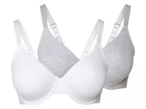 Женские бюстгальтеры esmara на косточках, 2 шт., с формованными чашками, светло-серый/белый
