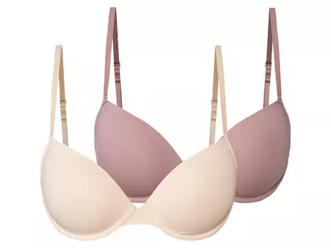 Женские бюстгальтеры-майки esmara, 2 шт., чашечки с мягкой чашкой, розовый/бежевый