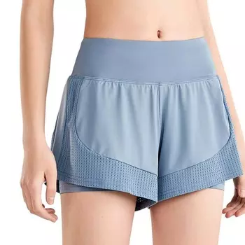 Женские быстросохнущие свободные шорты для бега 2-в-1 для тренажерного зала Anna-Kaci, синий