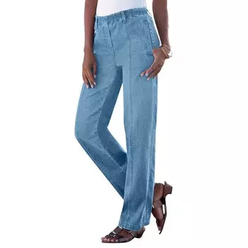 Женские цельные хлопковые джинсы больших размеров Roaman со швами для миниатюрных размеров Roaman's, цвет Light Stonewash