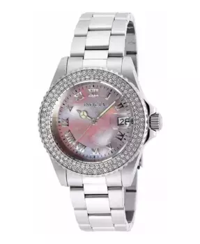 Женские часы 19874 Angel Quartz с тремя стрелками и светло-розовым циферблатом Invicta, серебряный