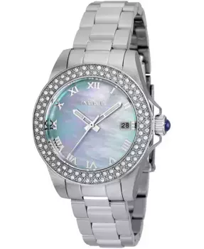 Женские часы 36071 Angel Quartz с тремя стрелками и светло-голубым циферблатом Invicta, серебряный