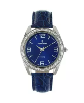 Женские часы 40 мм Blue Boyfriend с багетными кристаллами Peugeot