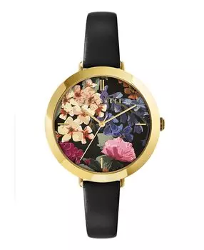 Женские часы Ammy с цветочным принтом, черный кожаный ремешок, 37,5 мм Ted Baker, черный