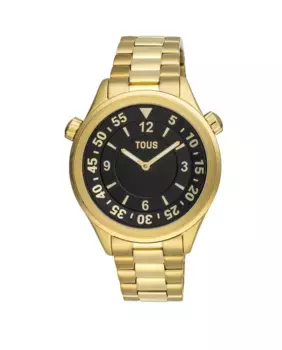 Женские часы Analog Now с золотым стальным браслетом IPG и черным циферблатом Tous, золотой