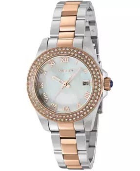 Женские часы Angel Quartz 3 Hand с белым циферблатом, модель 36076 Invicta, золотой