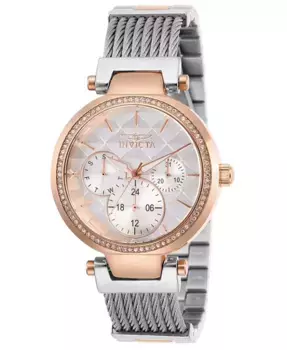 Женские часы Angel Quartz Chronograph 28922 с белым циферблатом Invicta, золотой