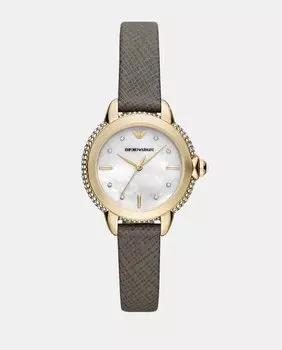 Женские часы AR11526 Экологичная серая кожа Emporio Armani, серый