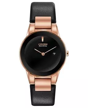 Женские часы Axiom Eco-Drive 30 мм с черным кожаным ремешком Citizen, черный