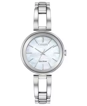 Женские часы Axiom Eco-Drive с браслетом из нержавеющей стали, 28 мм Citizen, серебро