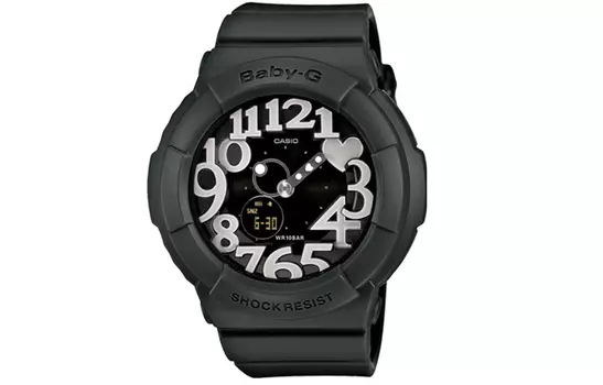 Женские часы BABY-G BGA-134-3B CASIO, White Text Black Watch