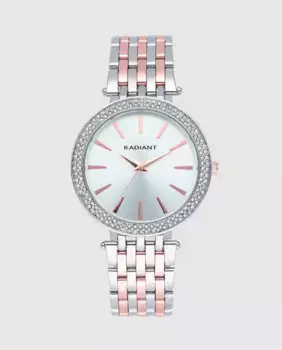 Женские часы Bianca RA626204 из стали с двухцветным ремешком из розового золота Radiant, серебрянный