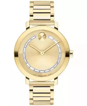 Женские часы Bold Evolution 2.0 из швейцарской стали с ионным покрытием светло-золотого цвета, 34 мм Movado, золото