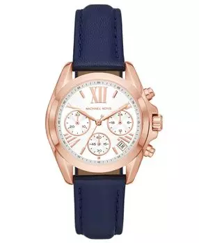 Женские часы Bradshaw Chronograph с темно-синим кожаным ремешком, 36 мм Michael Kors